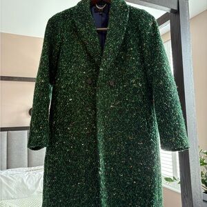 J. Crew Green and Orange Tweed Coat